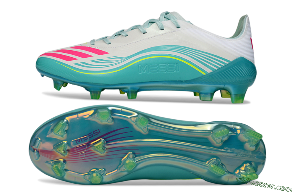 Messi x Adidas F50 Elite FG Firm Ground Soccer Cleats - Aqua/Coral Fizz/Mint Splash 0