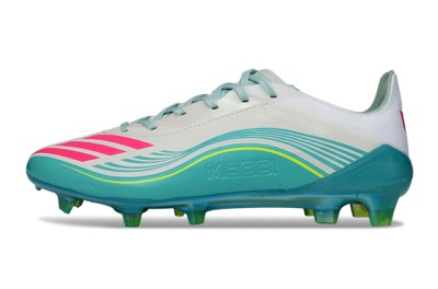 Messi x Adidas F50 Elite FG Firm Ground Soccer Cleats - Aqua/Coral Fizz/Mint Splash