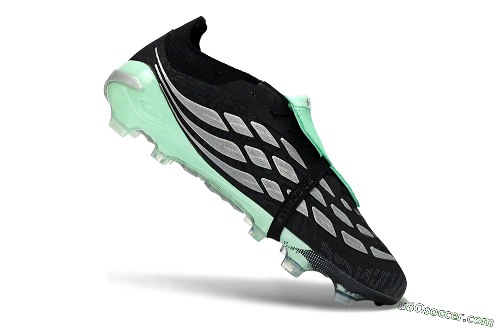 Adidas Predator 26 Elite Fold-Over Tongue FG Firm Ground Soccer Cleats - Black/Mint Green/Metallic Silver 4