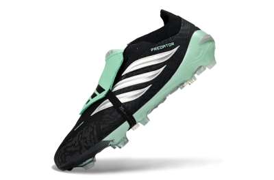 Adidas Predator 26 Elite Fold-Over Tongue FG Firm Ground Soccer Cleats - Black/Mint Green/Metallic Silver