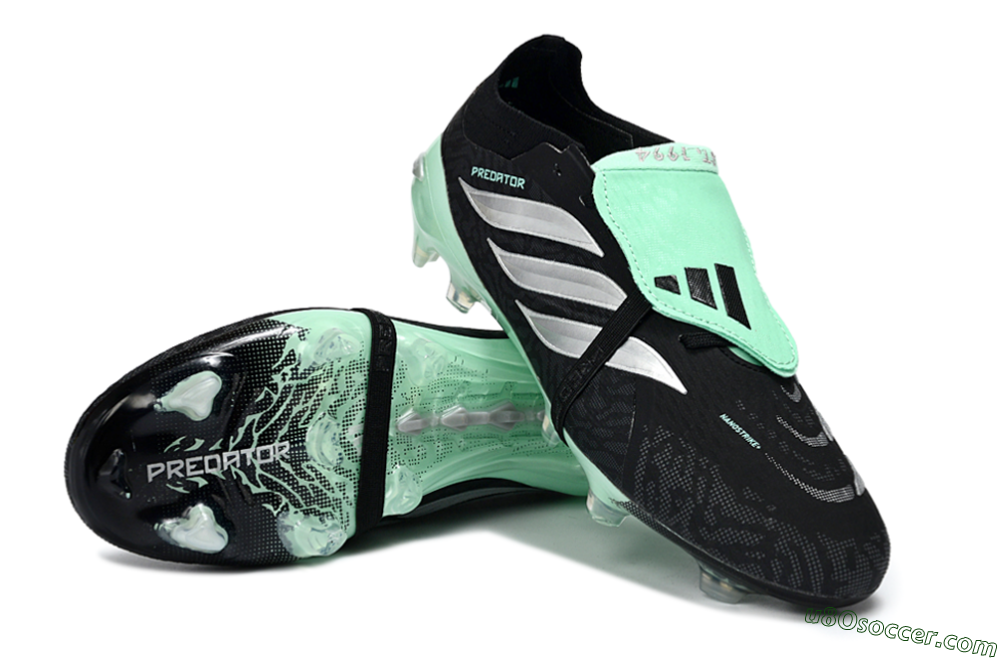 Adidas Predator 26 Elite Fold-Over Tongue FG Firm Ground Soccer Cleats - Black/Mint Green/Metallic Silver 3