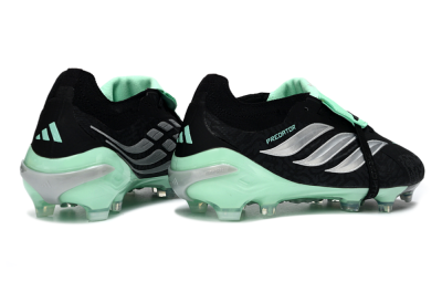 Adidas Predator 26 Elite Fold-Over Tongue FG Firm Ground Soccer Cleats - Black/Mint Green/Metallic Silver