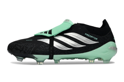 Adidas Predator 26 Elite Fold-Over Tongue FG Firm Ground Soccer Cleats - Black/Mint Green/Metallic Silver