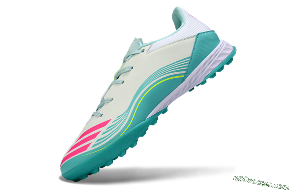 Messi x Adidas F50 Pro TF Artificial Turf Soccer Shoes - Aqua/Coral Pink/Light Green 5