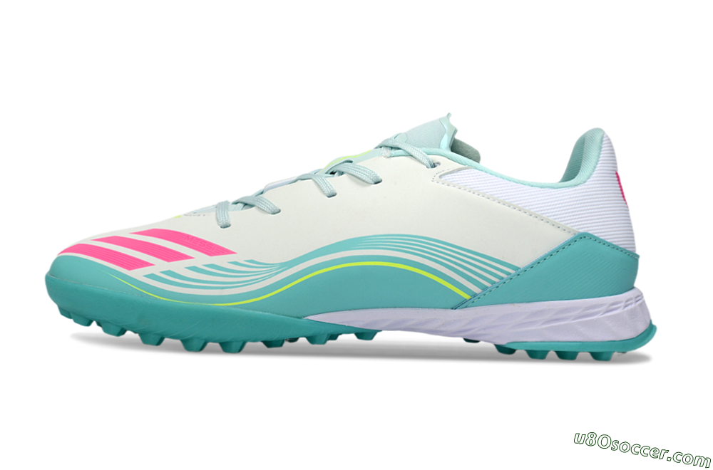 Messi x Adidas F50 Pro TF Artificial Turf Soccer Shoes - Aqua/Coral Pink/Light Green 2