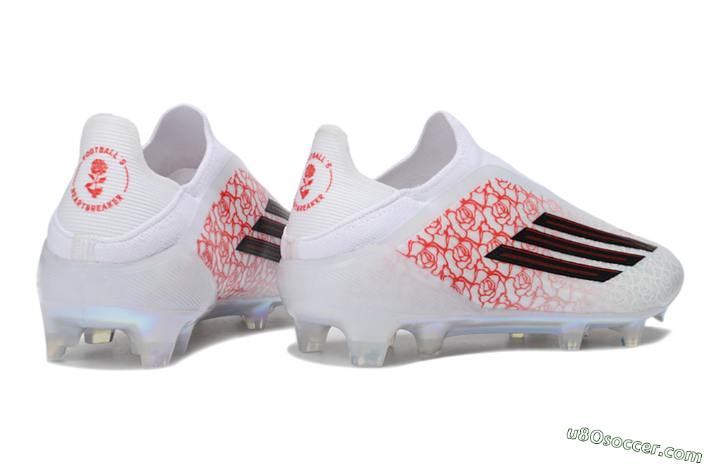 Adidas F50 Elite Laceless FG Firm Ground Soccer Cleats - White/Scarlet Roses/Iridescent Sole 6