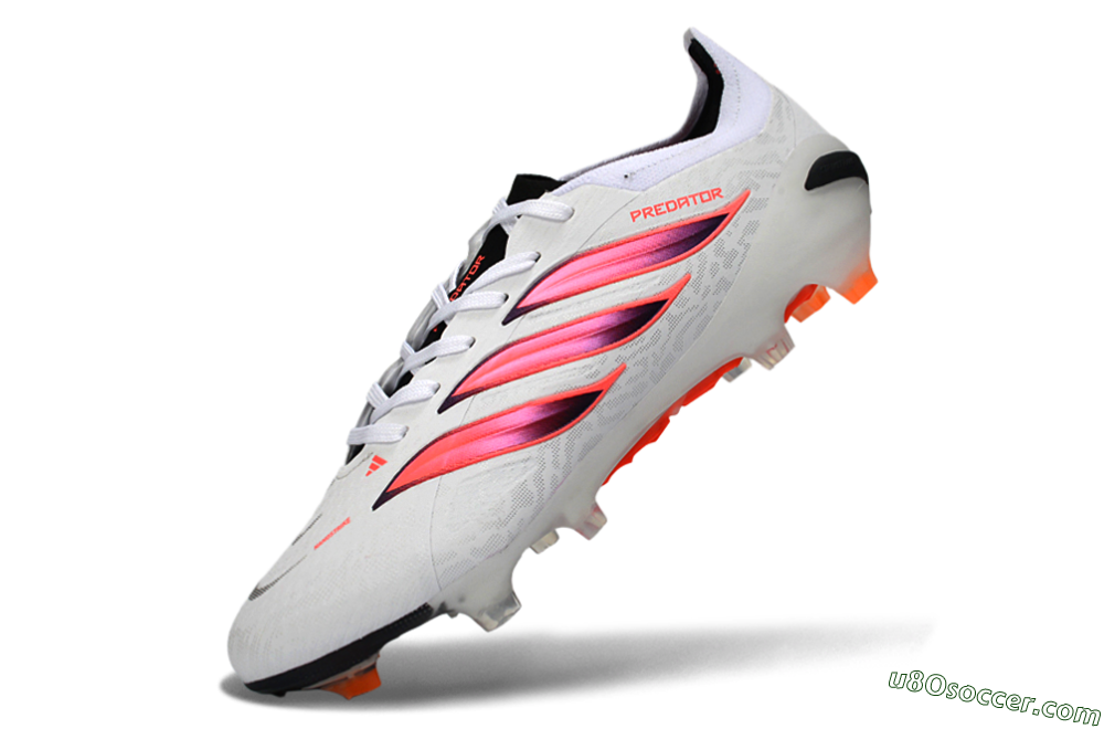 Adidas Predator 26 Elite FG Firm Ground Soccer Cleats - White/Vibrant Pink/Orange Flash 5