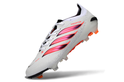 Adidas Predator 26 Elite FG Firm Ground Soccer Cleats - White/Vibrant Pink/Orange Flash