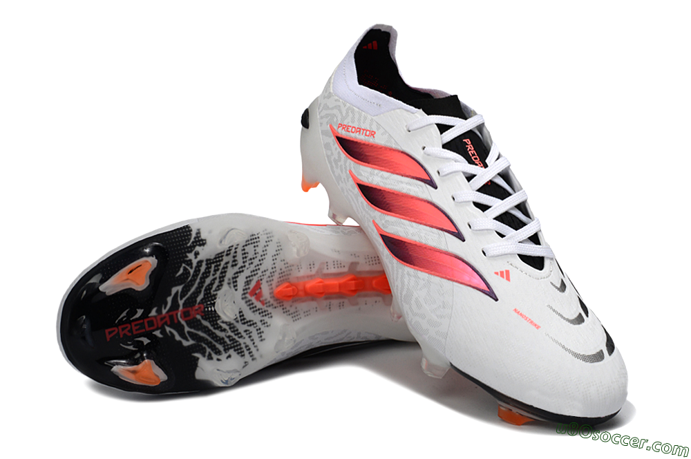 Adidas Predator 26 Elite FG Firm Ground Soccer Cleats - White/Vibrant Pink/Orange Flash 3