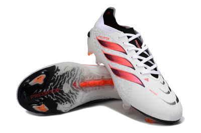 Adidas Predator 26 Elite FG Firm Ground Soccer Cleats - White/Vibrant Pink/Orange Flash