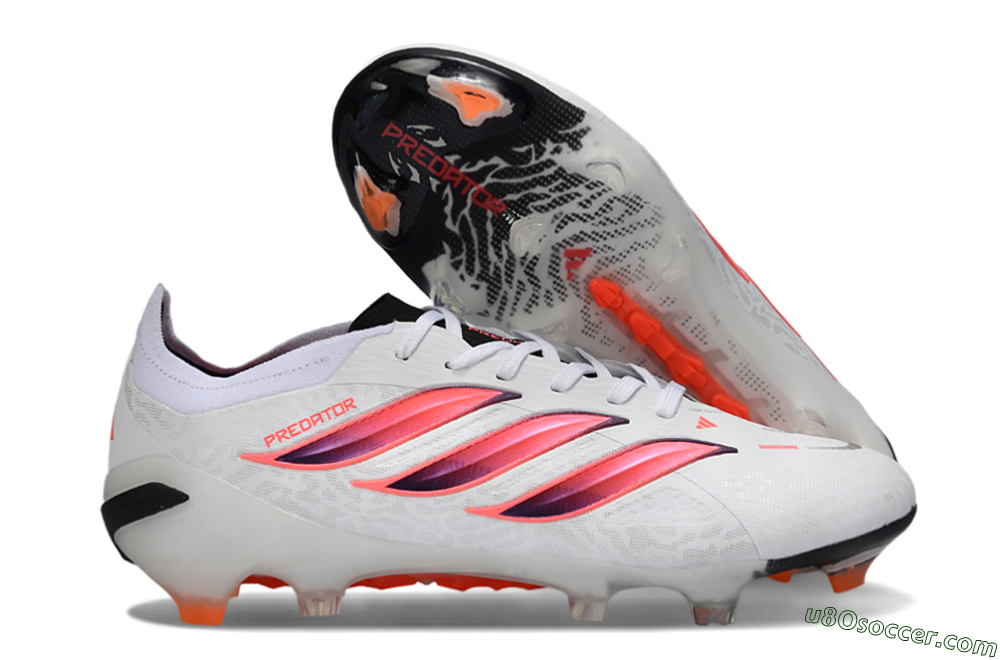 Adidas Predator 26 Elite FG Firm Ground Soccer Cleats - White/Vibrant Pink/Orange Flash 1
