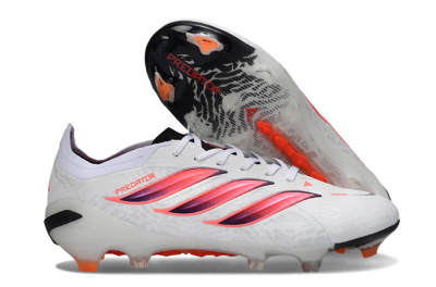 Adidas Predator 26 Elite FG Firm Ground Soccer Cleats - White/Vibrant Pink/Orange Flash