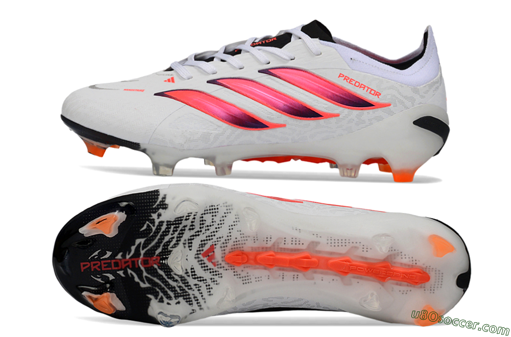 Adidas Predator 26 Elite FG Firm Ground Soccer Cleats - White/Vibrant Pink/Orange Flash 0