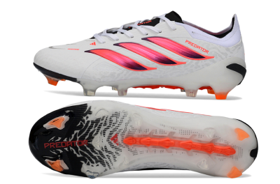 Adidas Predator 26 Elite FG Firm Ground Soccer Cleats - White/Vibrant Pink/Orange Flash