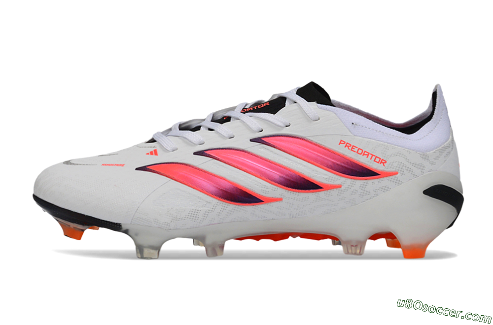 Adidas Predator 26 Elite FG Firm Ground Soccer Cleats - White/Vibrant Pink/Orange Flash 2