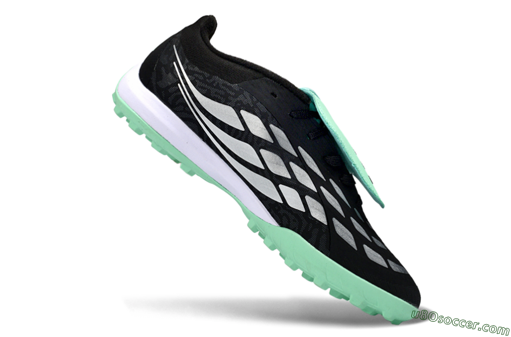 Adidas Predator 26 Elite Fold-Over Tongue TF Artificial Turf Soccer Shoes - Black/Mint Green/Metallic Silver 4