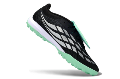 Adidas Predator 26 Elite Fold-Over Tongue TF Artificial Turf Soccer Shoes - Black/Mint Green/Metallic Silver