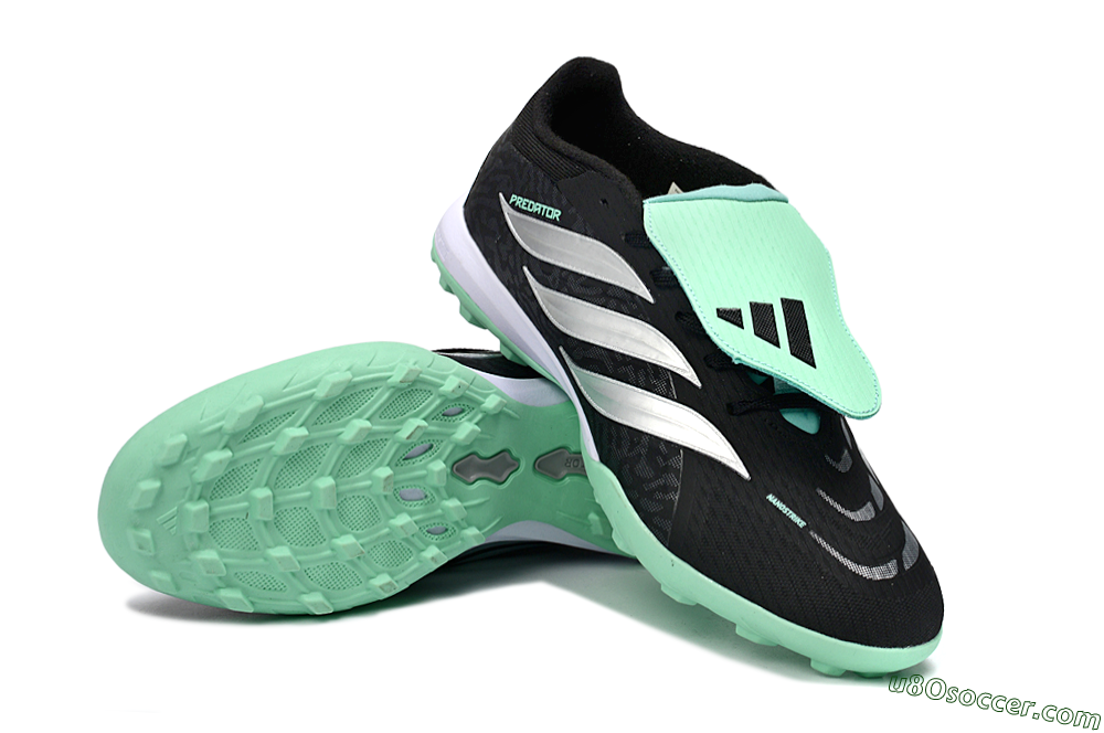Adidas Predator 26 Elite Fold-Over Tongue TF Artificial Turf Soccer Shoes - Black/Mint Green/Metallic Silver 3