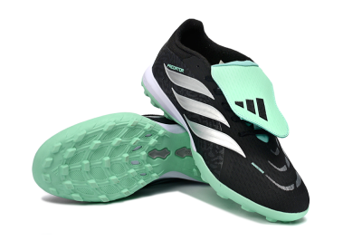 Adidas Predator 26 Elite Fold-Over Tongue TF Artificial Turf Soccer Shoes - Black/Mint Green/Metallic Silver