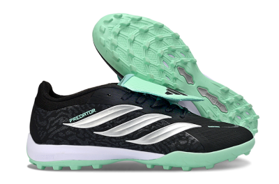 Adidas Predator 26 Elite Fold-Over Tongue TF Artificial Turf Soccer Shoes - Black/Mint Green/Metallic Silver