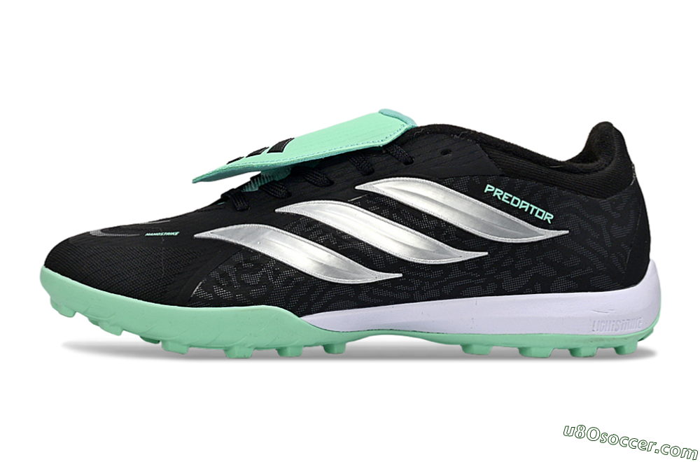 Adidas Predator 26 Elite Fold-Over Tongue TF Artificial Turf Soccer Shoes - Black/Mint Green/Metallic Silver 2
