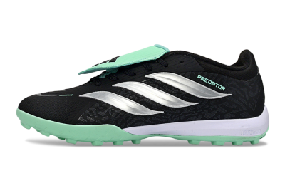 Adidas Predator 26 Elite Fold-Over Tongue TF Artificial Turf Soccer Shoes - Black/Mint Green/Metallic Silver