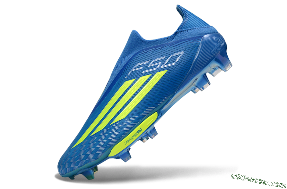 Adidas F50+ Elite Lightstrike Pro Laceless FG Firm Ground Soccer Cleats - Blue/Vibrant Blue/Lime Green 5