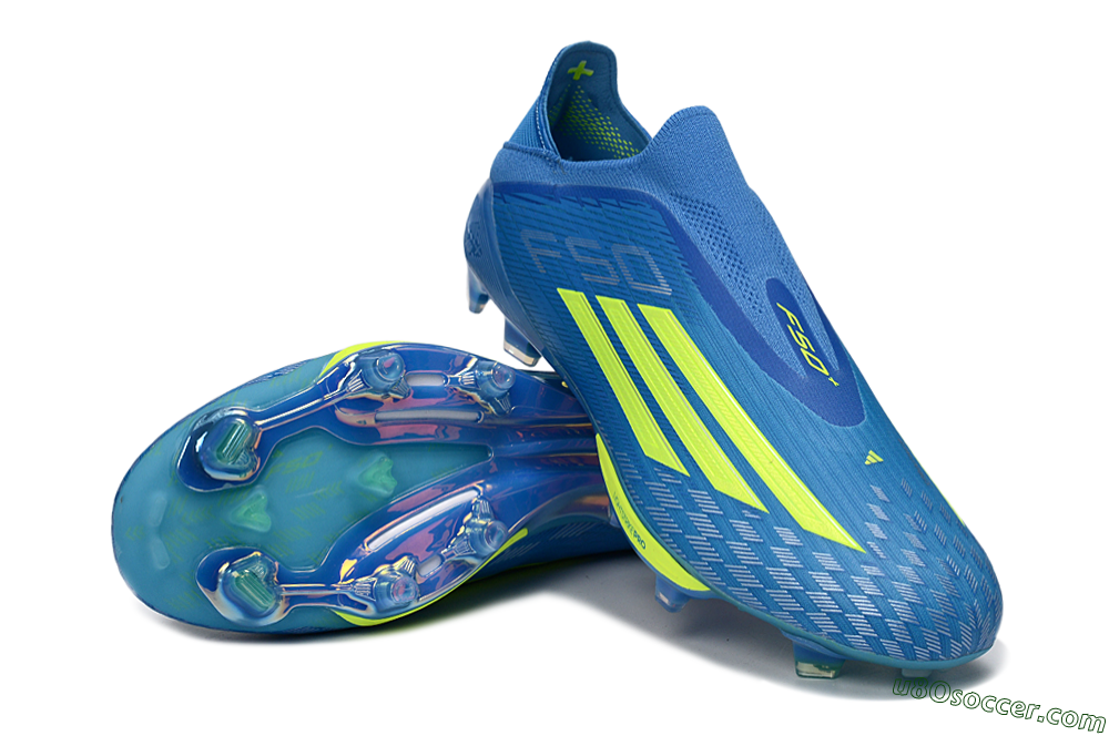 Adidas F50+ Elite Lightstrike Pro Laceless FG Firm Ground Soccer Cleats - Blue/Vibrant Blue/Lime Green 3