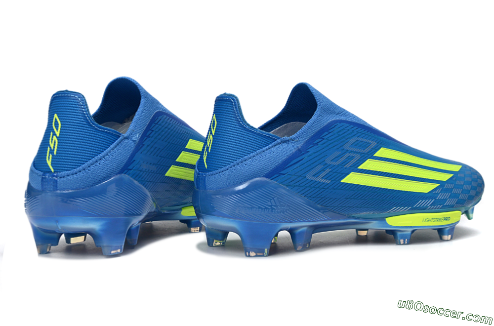 Adidas F50+ Elite Lightstrike Pro Laceless FG Firm Ground Soccer Cleats - Blue/Vibrant Blue/Lime Green 6