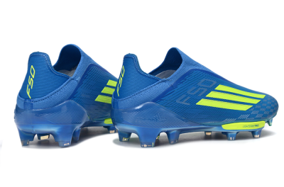 Adidas F50+ Elite Lightstrike Pro Laceless FG Firm Ground Soccer Cleats - Blue/Vibrant Blue/Lime Green