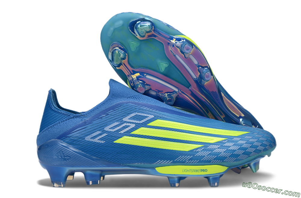 Adidas F50+ Elite Lightstrike Pro Laceless FG Firm Ground Soccer Cleats - Blue/Vibrant Blue/Lime Green 1