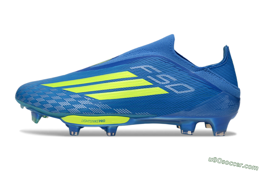 Adidas F50+ Elite Lightstrike Pro Laceless FG Firm Ground Soccer Cleats - Blue/Vibrant Blue/Lime Green 2