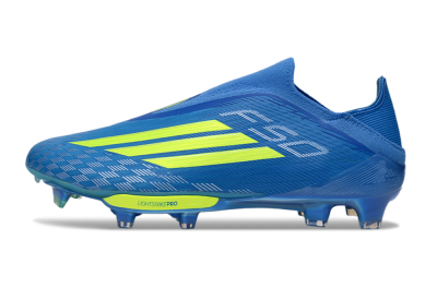 Adidas F50+ Elite Lightstrike Pro Laceless FG Firm Ground Soccer Cleats - Blue/Vibrant Blue/Lime Green