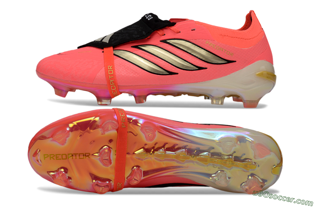 Adidas Predator 26 Elite Fold-Over Tongue FG Firm Ground Soccer Cleats - Pink/Electric Pink/Gold 0