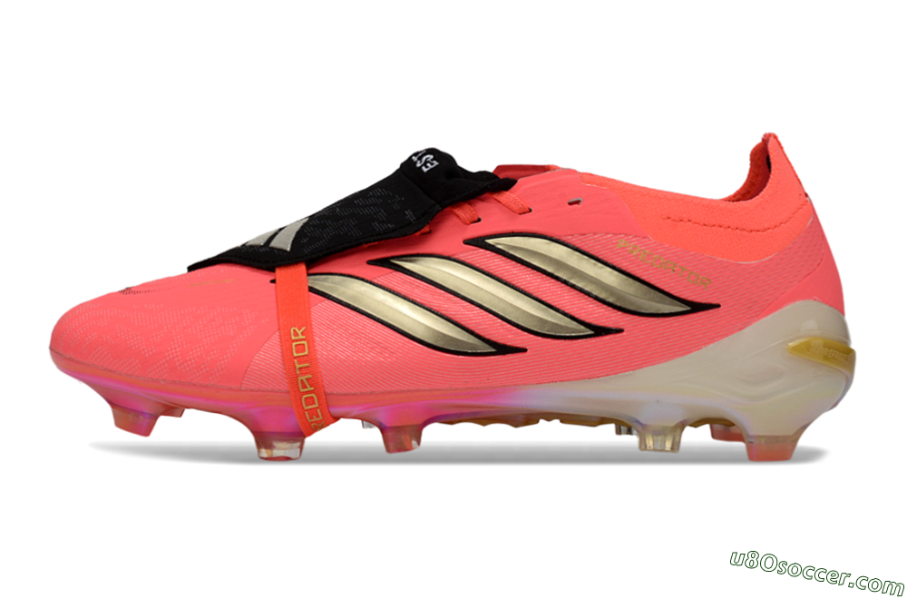 Adidas Predator 26 Elite Fold-Over Tongue FG Firm Ground Soccer Cleats - Pink/Electric Pink/Gold 2