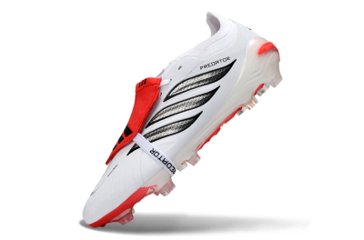 Adidas Predator 26 Elite Fold-Over Tongue FG Firm Ground Soccer Cleats - White/Electric Red/Black