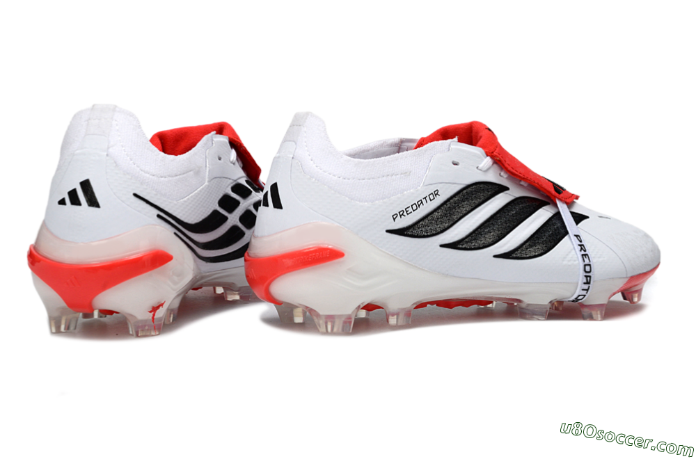 Adidas Predator 26 Elite Fold-Over Tongue FG Firm Ground Soccer Cleats - White/Electric Red/Black 6