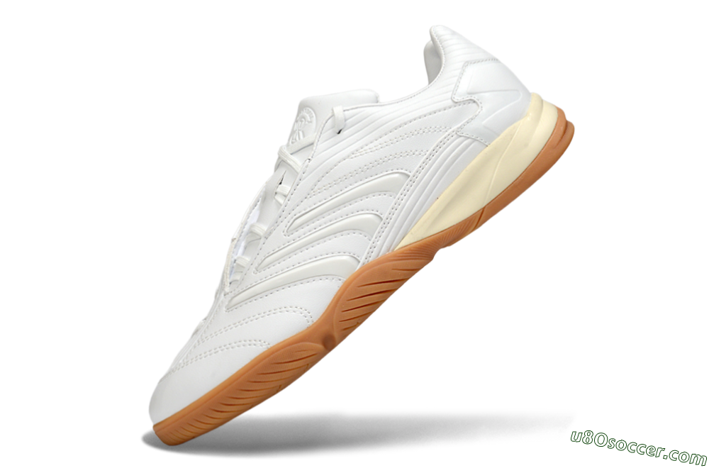 Adidas Predator Precision IC Indoor & Futsal Soccer Shoes - White/Cream Beige/Gum Brown 5