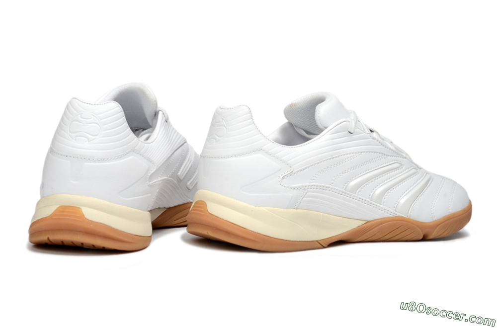 Adidas Predator Precision IC Indoor & Futsal Soccer Shoes - White/Cream Beige/Gum Brown 6