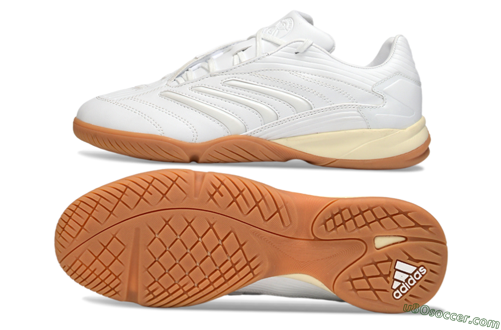 Adidas Predator Precision IC Indoor & Futsal Soccer Shoes - White/Cream Beige/Gum Brown 0