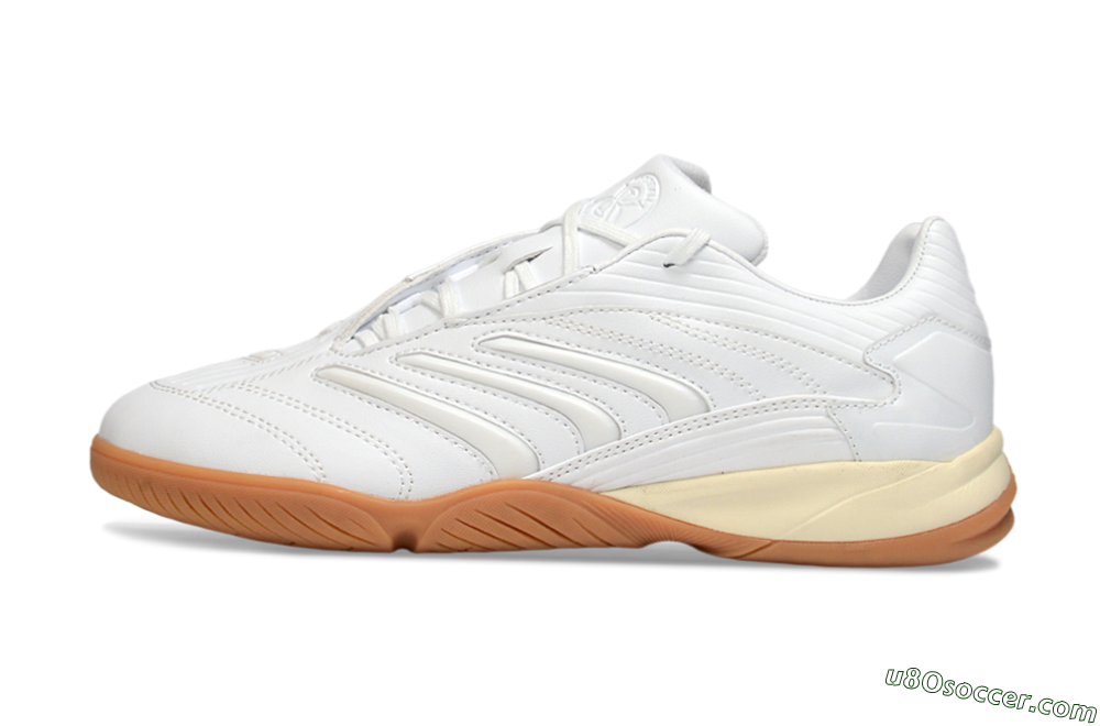 Adidas Predator Precision IC Indoor & Futsal Soccer Shoes - White/Cream Beige/Gum Brown 2