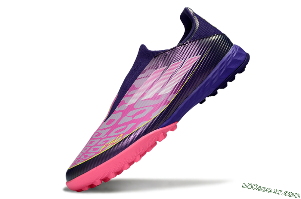 Adidas F50 Pro Laceless TF Artificial Turf Soccer Shoes - Purple/Bright Pink/Neon Yellow 5