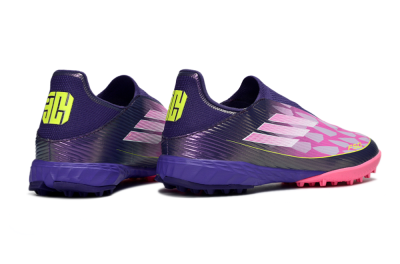 Adidas F50 Pro Laceless TF Artificial Turf Soccer Shoes - Purple/Bright Pink/Neon Yellow