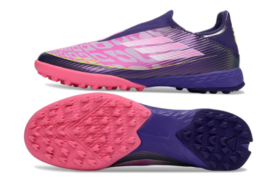 Adidas F50 Pro Laceless TF Artificial Turf Soccer Shoes - Purple/Bright Pink/Neon Yellow