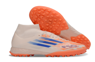 Adidas F50 Elite Mid TF Artificial Turf Soccer Shoes - Peach/Electric Orange/Classic Blue