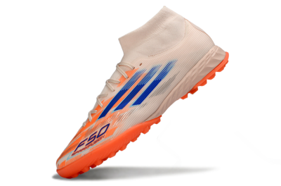 Adidas F50 Elite Mid TF Artificial Turf Soccer Shoes - Peach/Electric Orange/Classic Blue