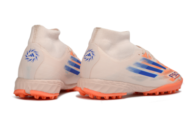 Adidas F50 Elite Mid TF Artificial Turf Soccer Shoes - Peach/Electric Orange/Classic Blue