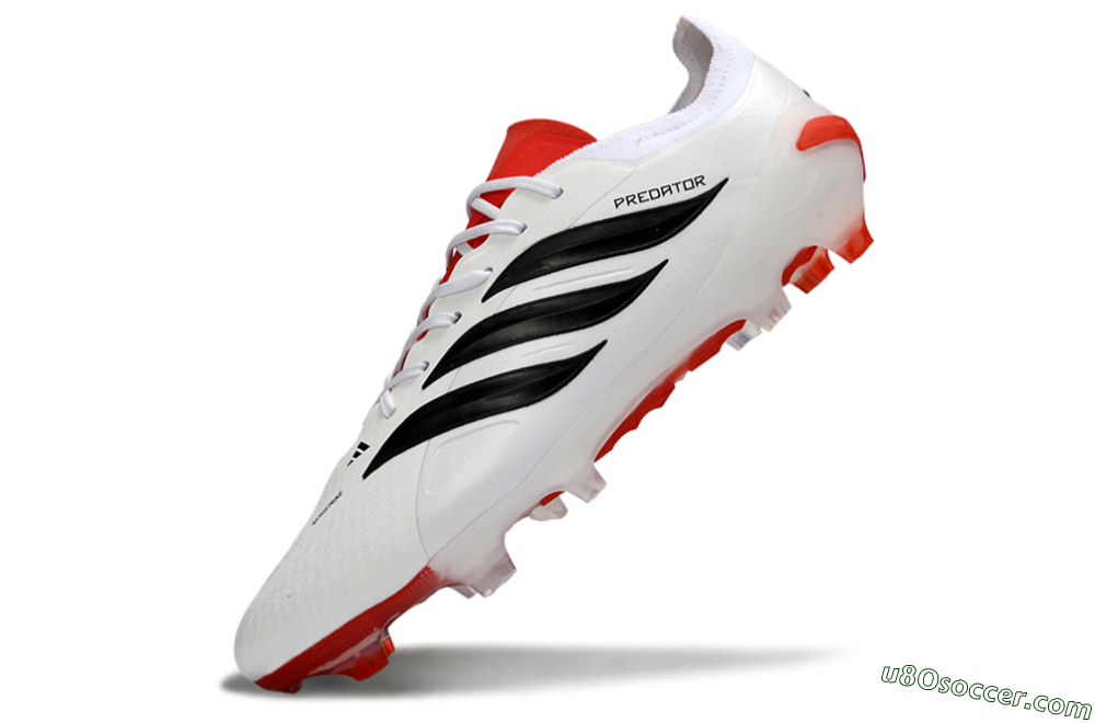 Adidas Predator 26 Elite FG Firm Ground Soccer Cleats - White/Vibrant Red/Black 5