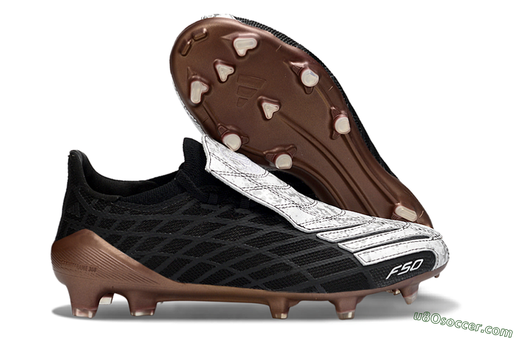 Adidas F50 Spider Elite FG Firm Ground Soccer Cleats - Black/Metallic Brown/White 1