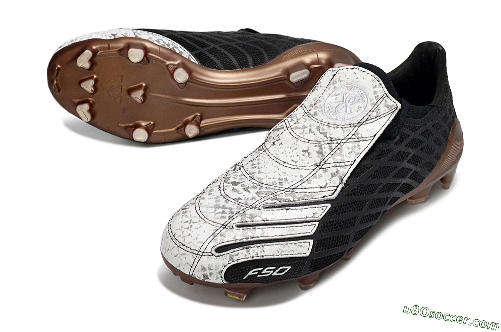 Adidas F50 Spider Elite FG Firm Ground Soccer Cleats - Black/Metallic Brown/White 3